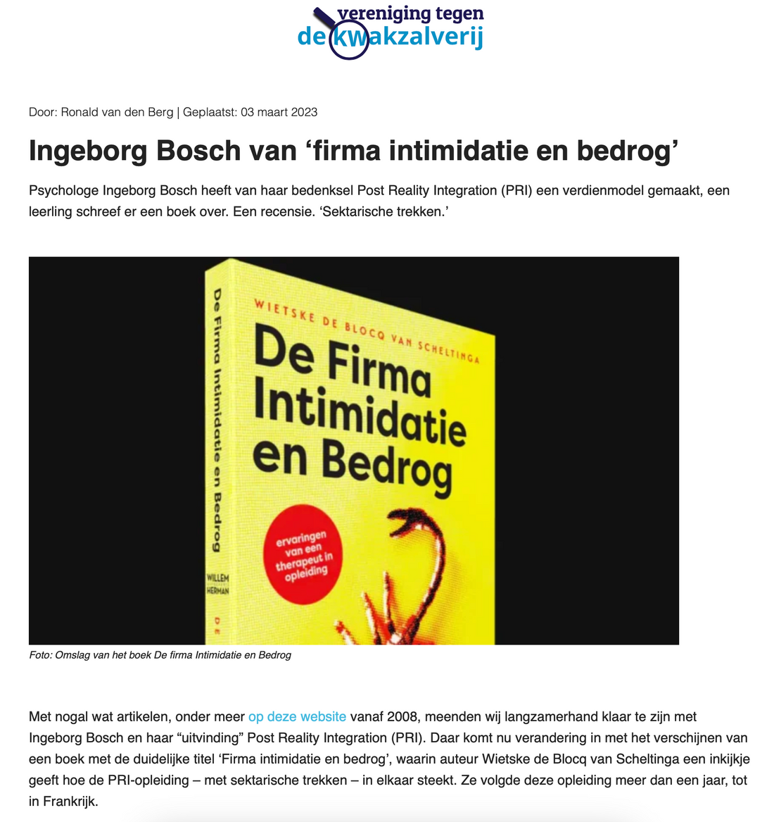 Recensie de vereniging tegen kwakzalverij door Ronald van den Berg